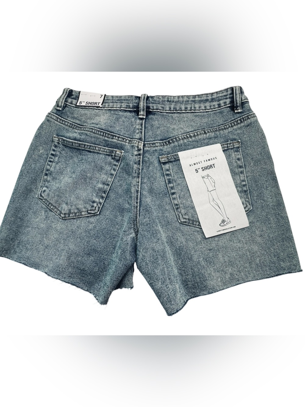 NWT Almost Famous High-Rise Acid Wash Denim Shorts - 5" - Picture 5 of 8